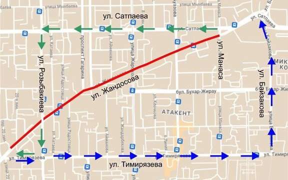 Улицу Жандосова перекроют в Алматы