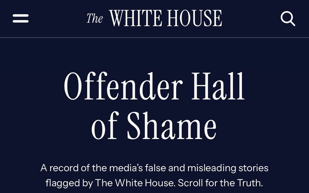 «Доска позора» для СМИ появилась на сайте Белого дома