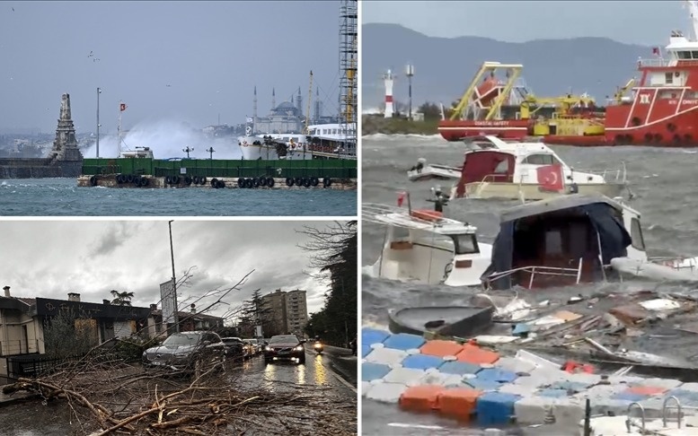 Шторм и проливные дожди парализовали жизнь в Стамбуле