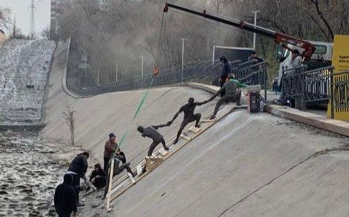 История спасения собаки стала арт-объектом на Большой Алматинке