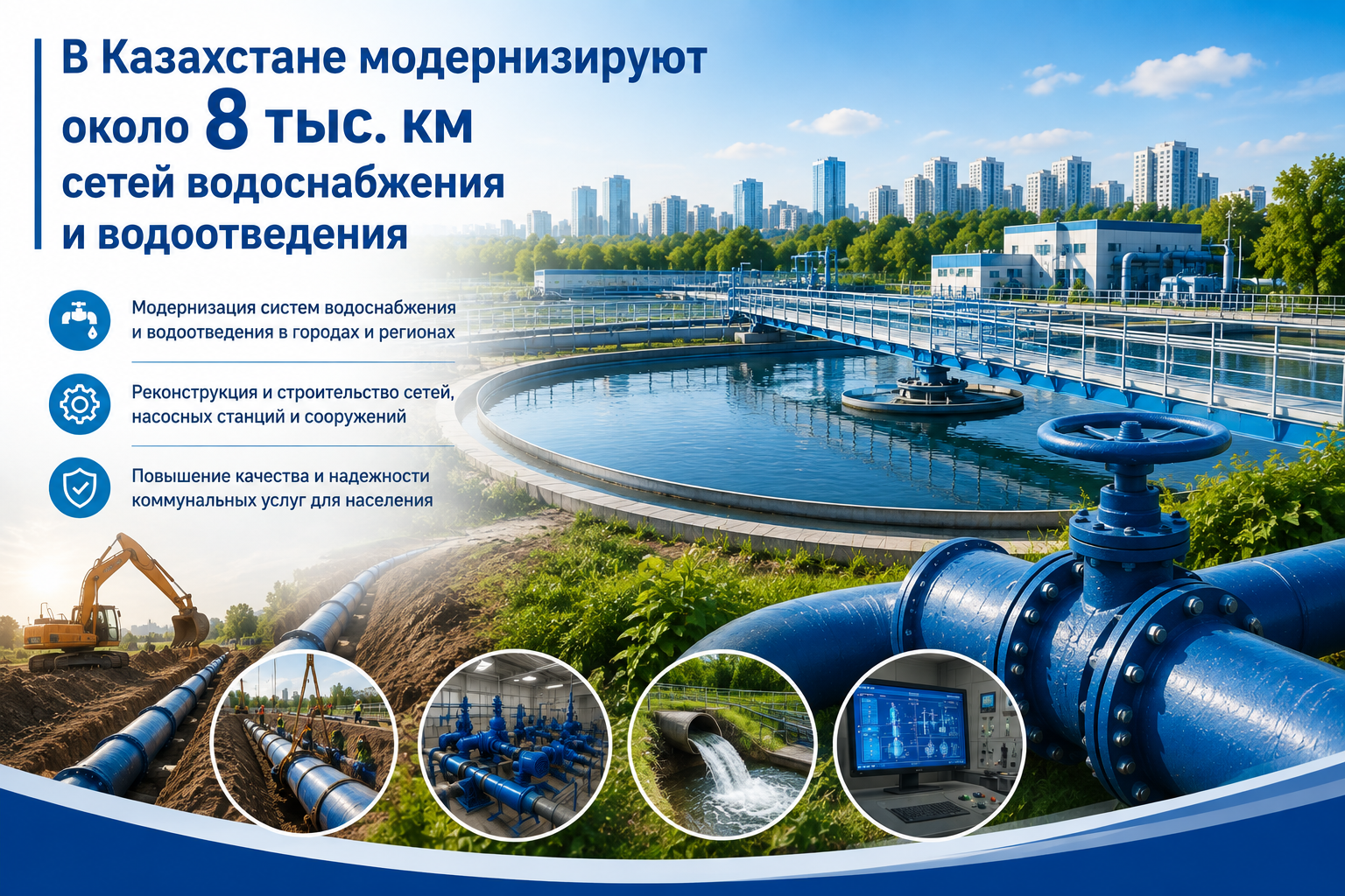 Казахстан модернизирует 8 тыс. км водосетей