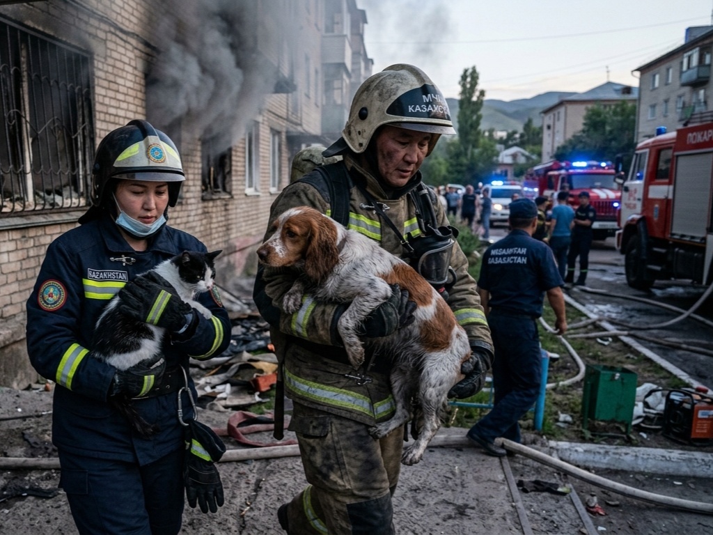 Пожарные в Текели спасли кошку и собаку