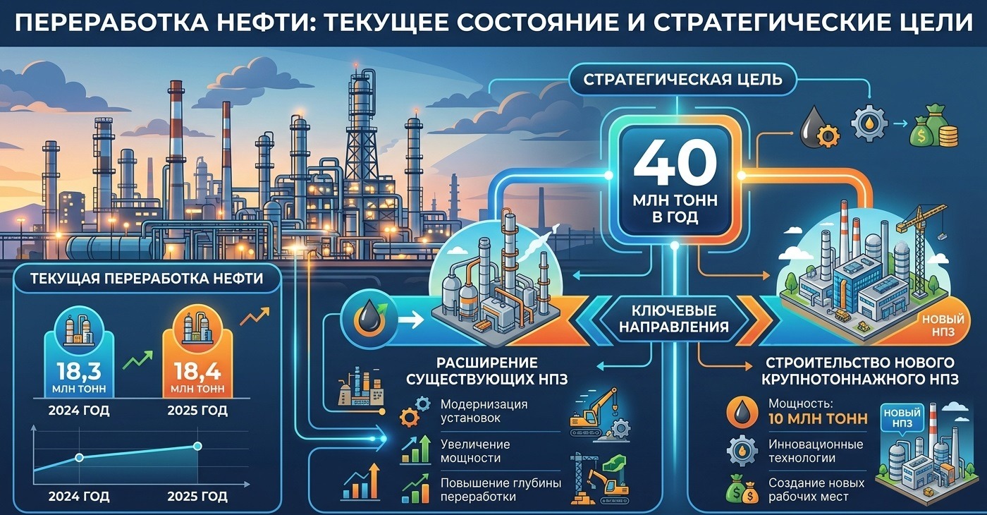 Казахстан доведет мощности НПЗ до 40 млн тонн